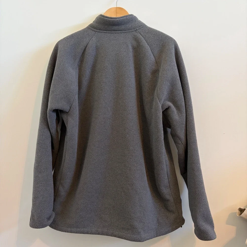 The North Face Mens Grey Full Zip Fleece Jacket Mock Neck Chest Pocket L